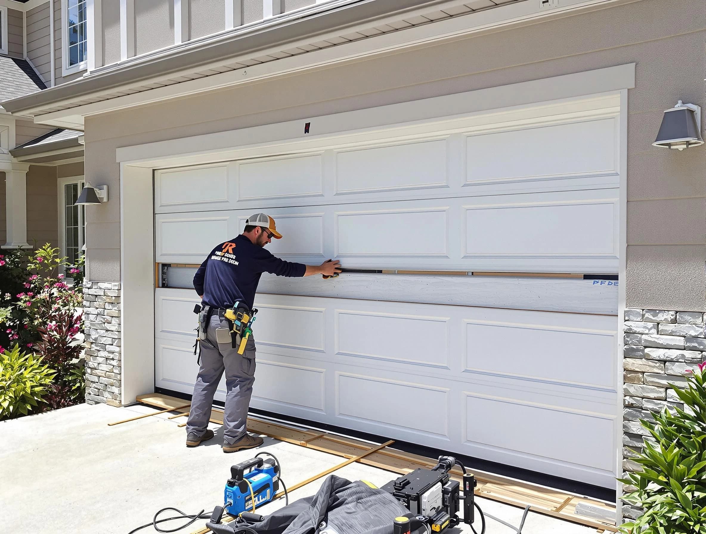 Herriman Garage Door Repair team performing complete garage door replacement at Herriman residence