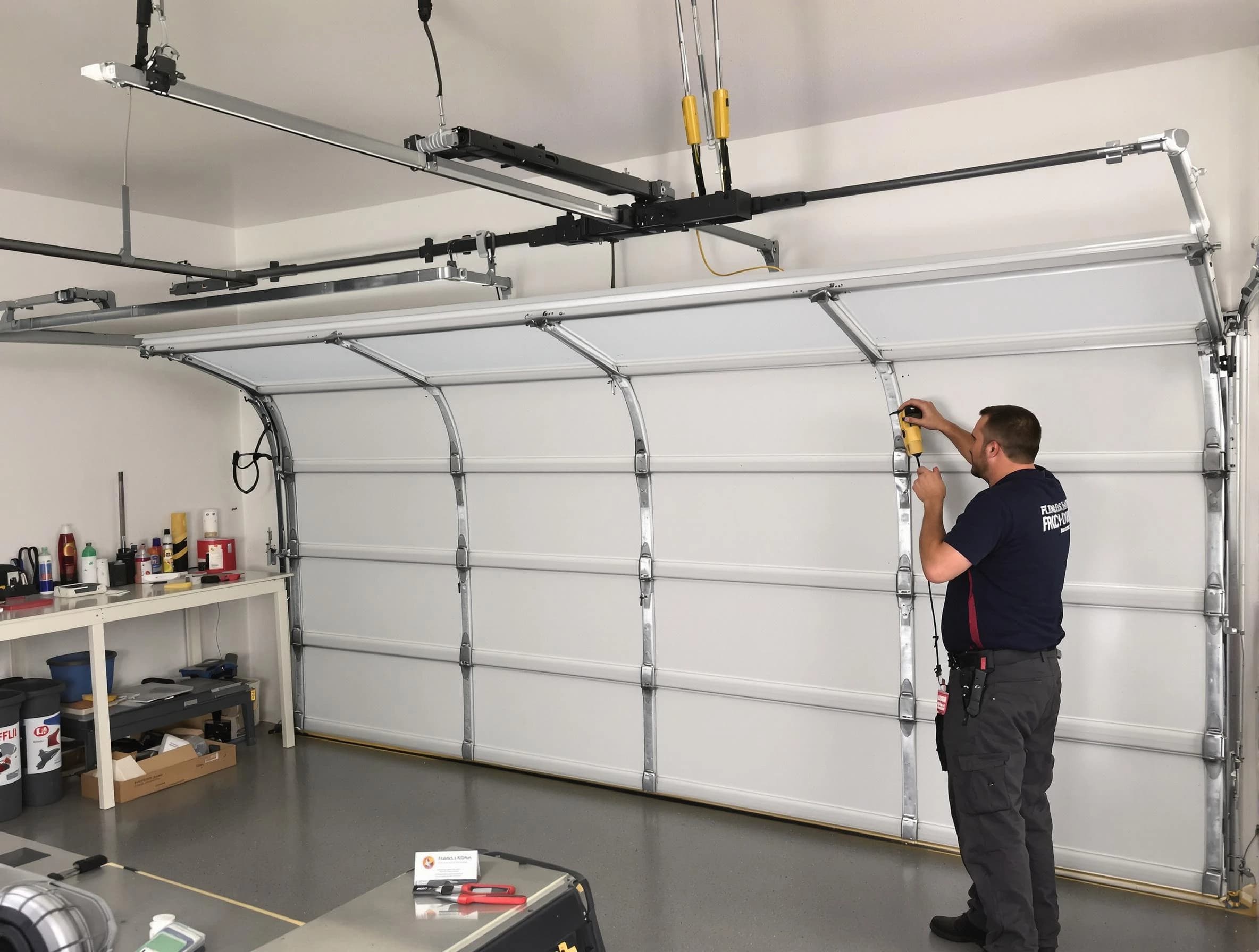 Herriman Garage Door Repair certified technician performing overhead door system repair in Herriman