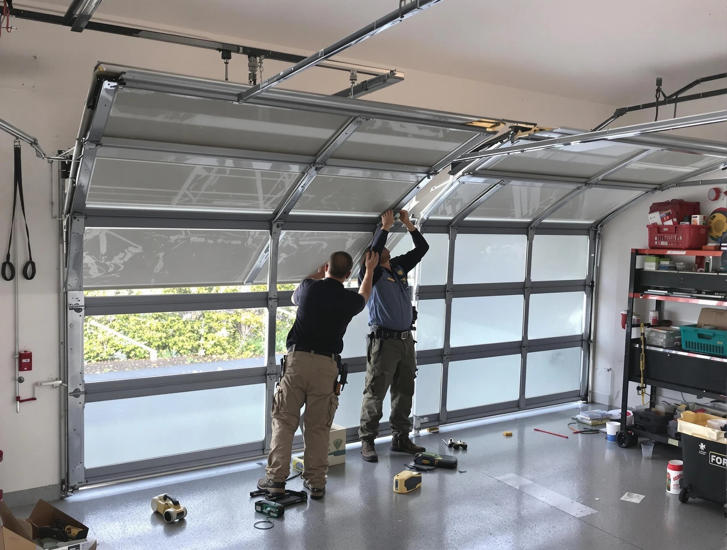 Herriman Garage Door Repair expert performing precise panel replacement on Herriman garage door