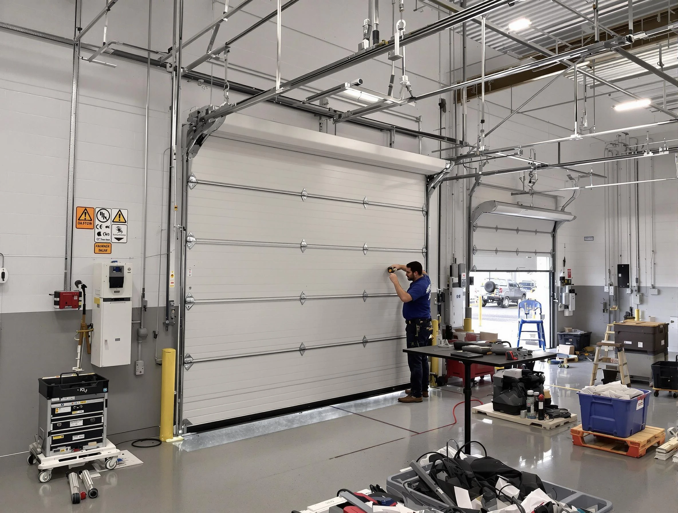 Commercial garage door repair being performed by Herriman Garage Door Repair expert in Herriman