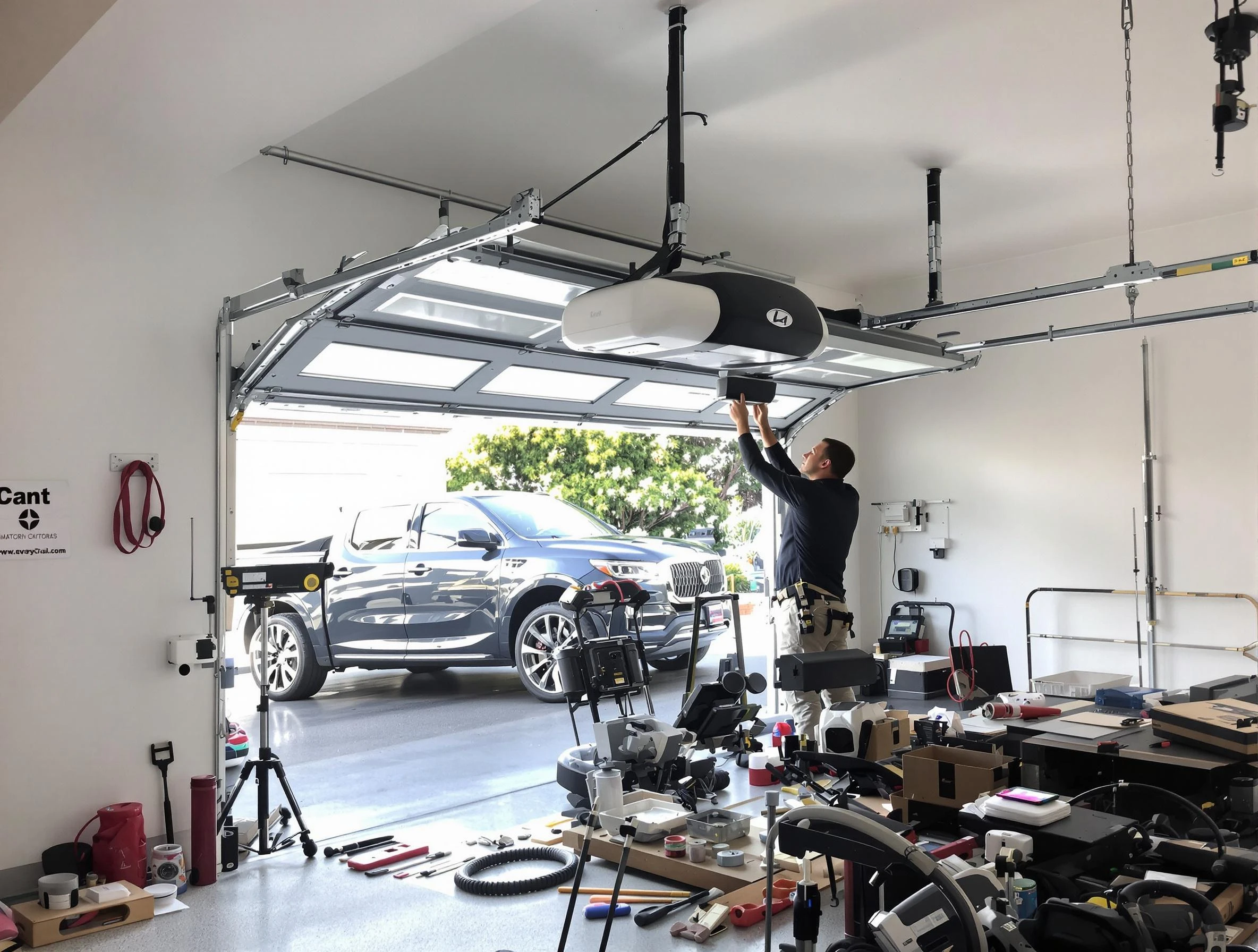 Herriman Garage Door Repair specialist installing smart garage door opener system in Herriman home