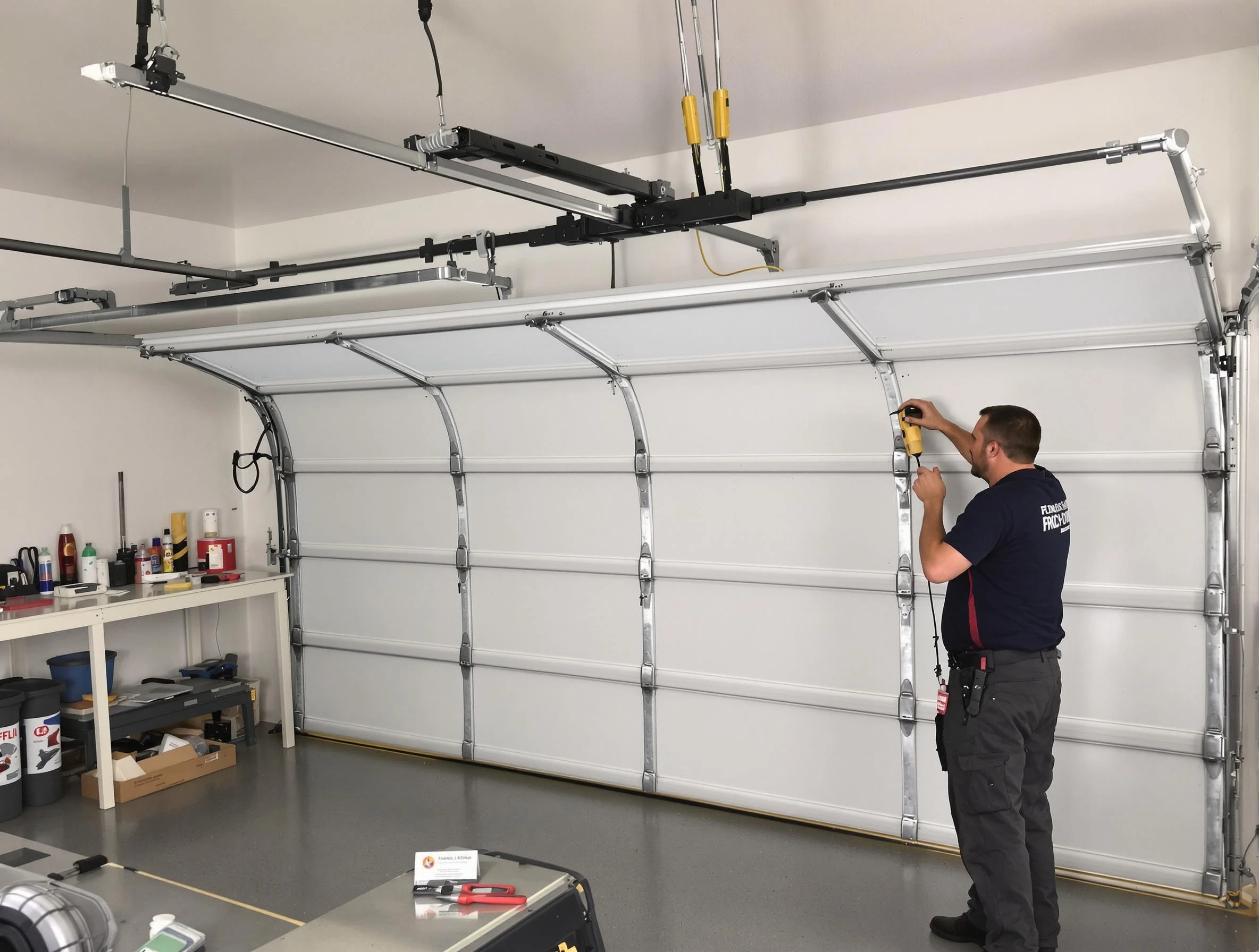 Herriman Garage Door Repair certified technician performing overhead door system repair in Herriman