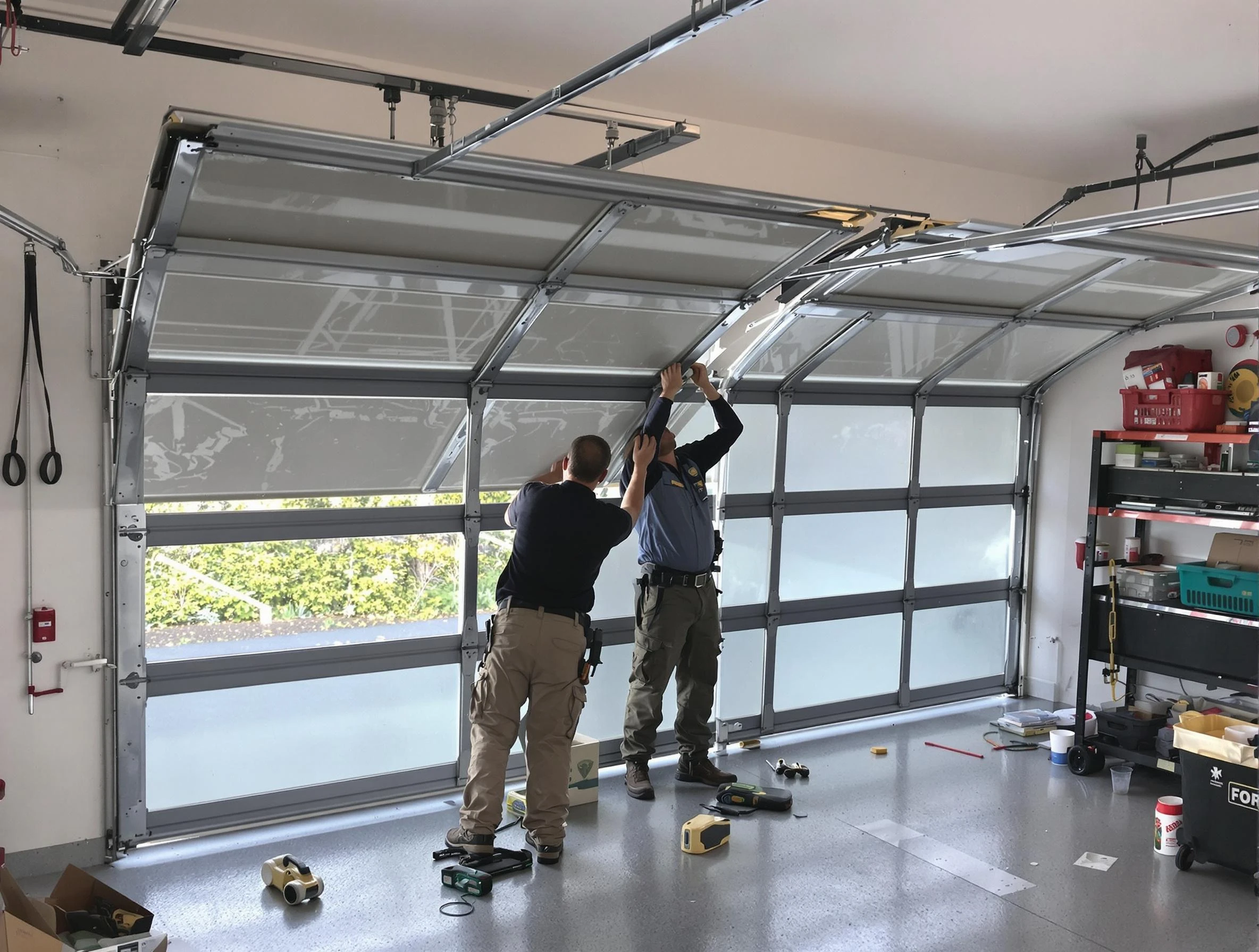 Herriman Garage Door Repair expert performing precise panel replacement on Herriman garage door